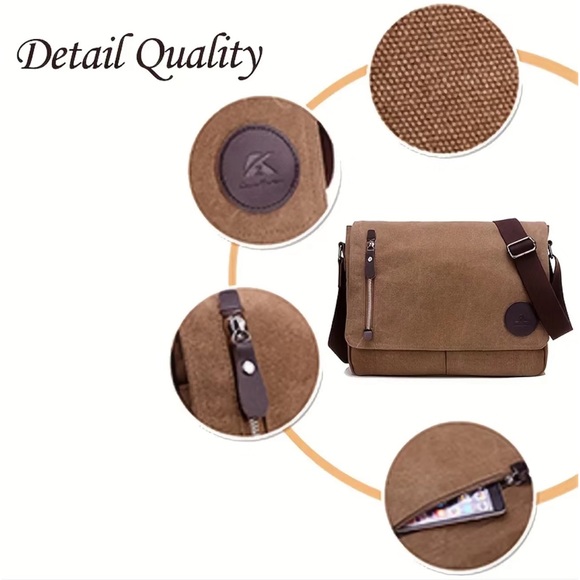 NWT canvas Messenger GRAY Work/Computer/13.3” Laptop/iPad Bag - Picture 3 of 7